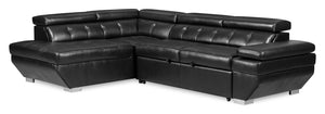 Sofa-lit sectionnel de gauche Element 2 pièces en similicuir avec appuie-têtes réglables et port USB - noir