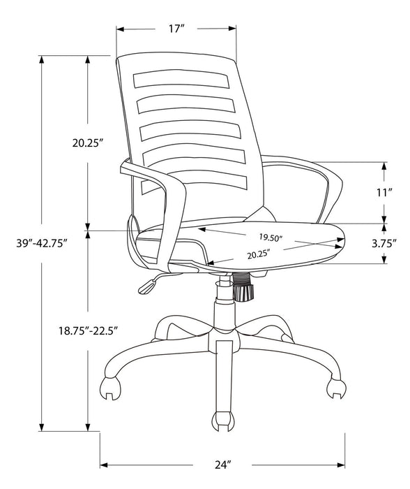 Chaise de bureau Felton de 24 po - blanche avec mailles grise