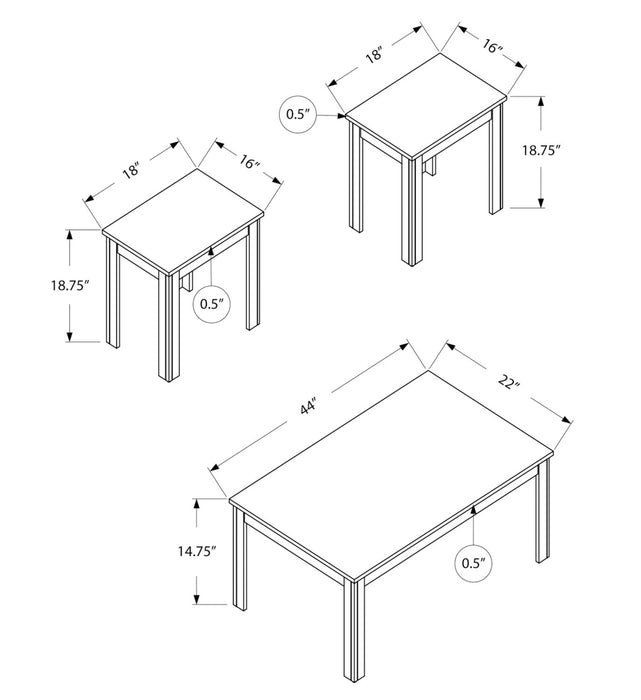 Ensemble 3 tables modernes Kiana de 44 po (table à café et 2 tables de bout) - noir 