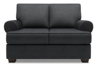 Causeuse Roll de Sofa Lab de 64 po fabriquée au Canada en tissu d’apparence lin avec accoudoirs enroulés - gris Pax Pepper