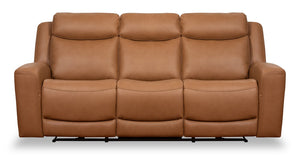 Sofa à inclinaison électrique Prescott en cuir véritable - courge musquée