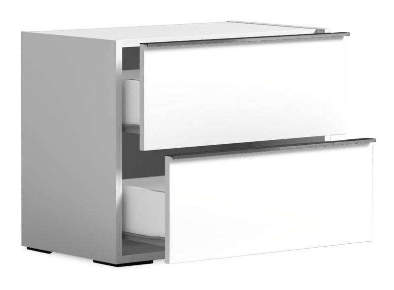 Table de nuit Raia à 2 tiroirs - fabriquée en Italie, 24 po (L) x 22 po (H), moderne - blanche