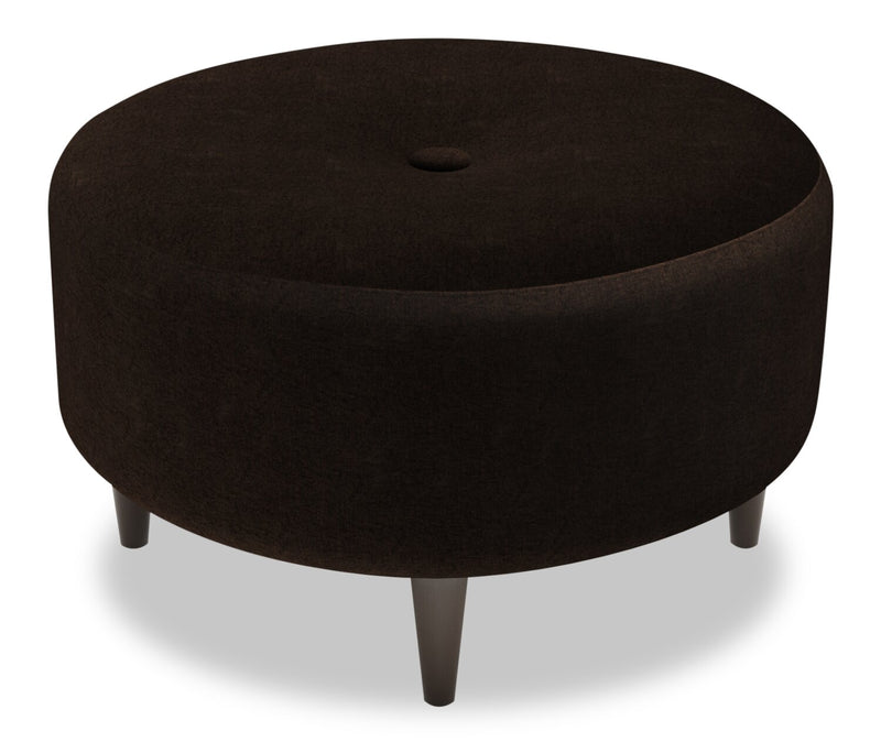 Pouf personnalisable The Curve de Sofa Lab de 31 po fabriqué au Canada en tissu de chenille - brun Luxury Chocolate