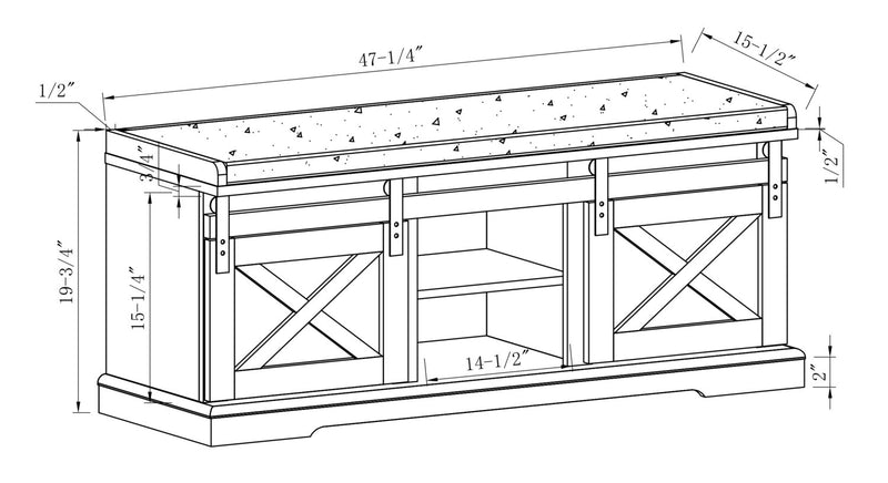 Banc Gavin de 47,25 po avec rangement pour chaussures - noisette