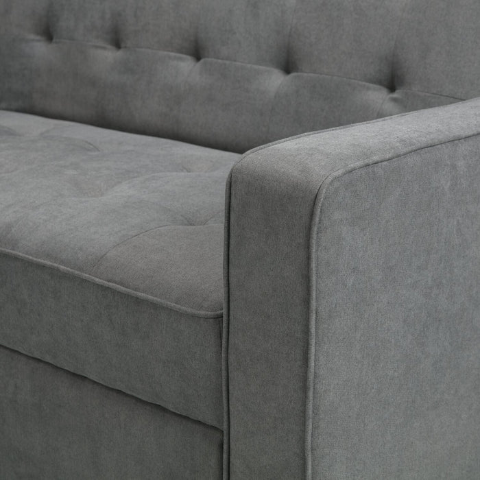 Futon Cory de 59 po en tissu de velours avec mécanisme Klik Klak et capitonnage - gris