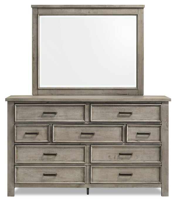 Commode Levi de 67 po (L) x 38 po (H) à 7 tiroirs en bois pour la chambre à coucher - gris bois de grève