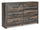 Commode Abby de 58,7 po (L) x 36,42 po (H) à 6 tiroirs pour la chambre à coucher - brune