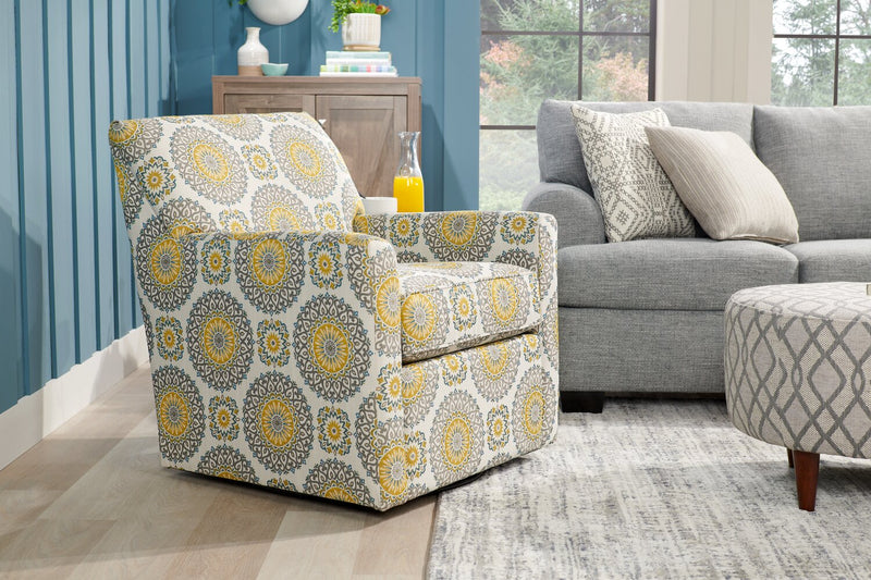 Fauteuil d’appoint pivotant Sofa Lab personnalisable de 31 po fabriqué au Canada en tissu - Jade multicolore
