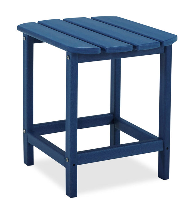 Table de bout Bask pour la terrasse à l’extérieur - 15 po (L), plastique à haute densité, résistante aux rayons UV et aux intempéries - bleue