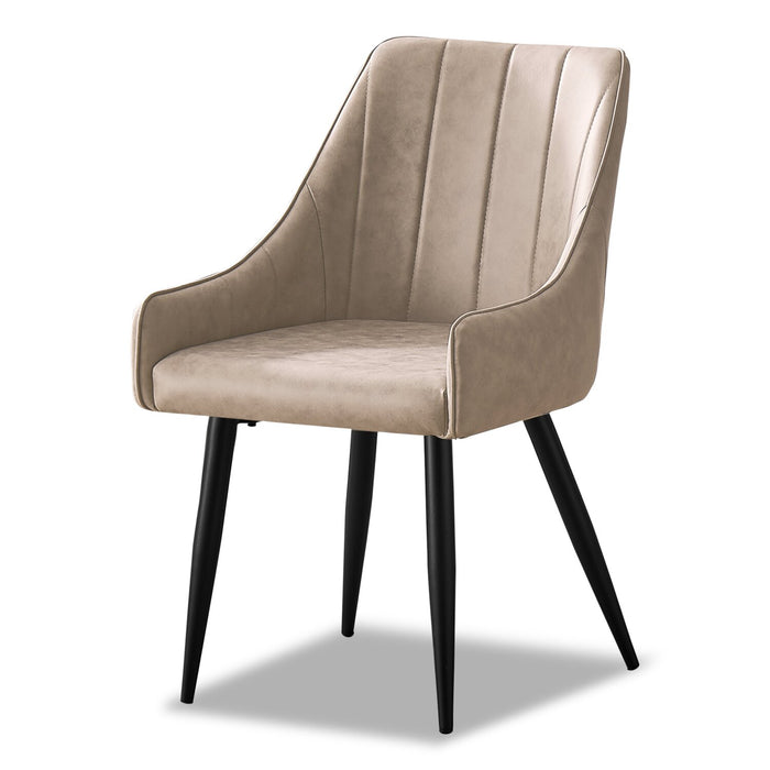 Chaise de salle à manger Eliot en tissu de cuir végétalien et en métal - taupe