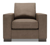 Fauteuil Track de Sofa Lab personnalisable de 38 po fabriqué au Canada en tissu d’apparence lin avec accoudoirs rectilignes - brun Luna Praline