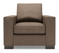  Fauteuil Track de Sofa Lab de 38 po fabriqué au Canada en tissu d’apparence lin avec accoudoirs rectilignes - brun Luna Praline 