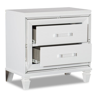 Max Nightstand - White - Glam style Nightstand in White Asian Hardwood, Medium Density Fibreboard (MDF), Plywood