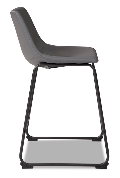 Tabouret Cole de hauteur comptoir en tissu de cuir végétalien et en métal - gris