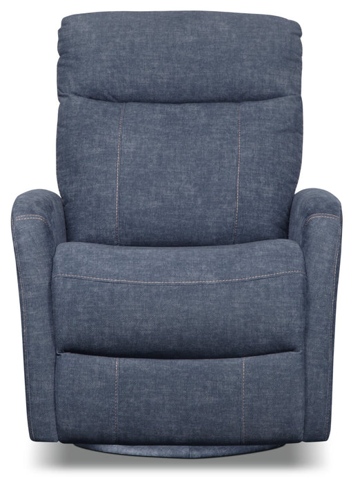 Fauteuil pivotant, coulissant et inclinable Jeffry de 30,3 po en tissu de velours - bleu indigo