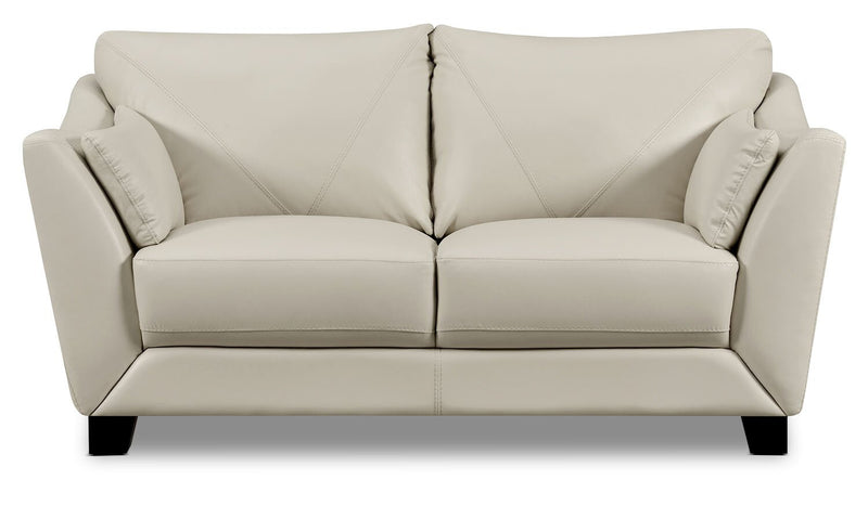 Causeuse Lusso de Château d’Ax de 69 po en cuir véritable à 100 % avec pattes en bois - gris fumée