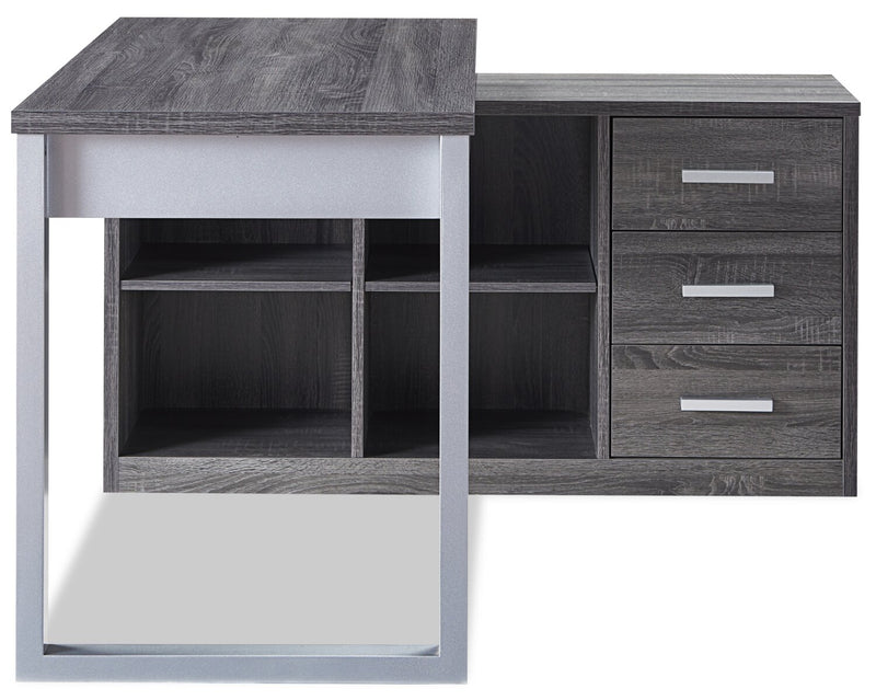 Bureau en coin réversible Owen de 55 po à 4 tiroirs et compartiments - gris vieilli