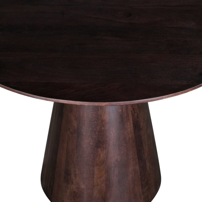 Table de salle à manger ronde Bali de 36 po (L) en manguier avec base piédestal - brune