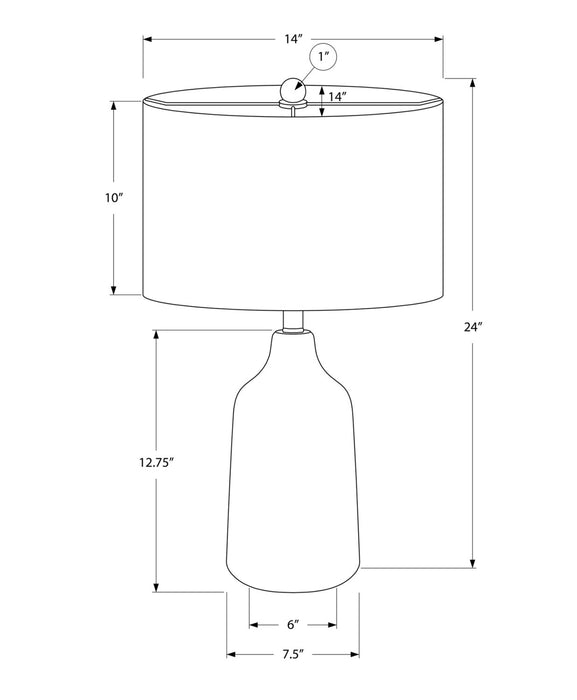 Lampe de table de 24 po béton beige avec abat-jour blanc