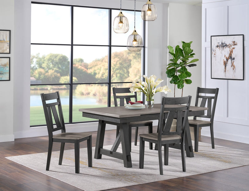 Ensemble de salle à manger Zao 5 pièces en mélamine avec table, rallonge de 66 po à 94 po (L) et 4 chaises - brun