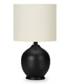 Lampe de table de 17 po en céramique avec abat-jour cylindrique en lin - noire