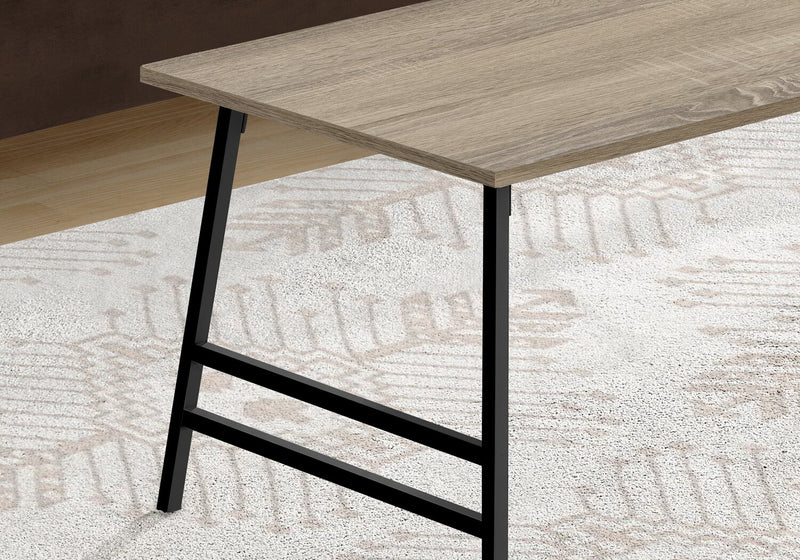 Table à café moderne Atlas de 40 po - dessus taupe avec pattes en métal noir