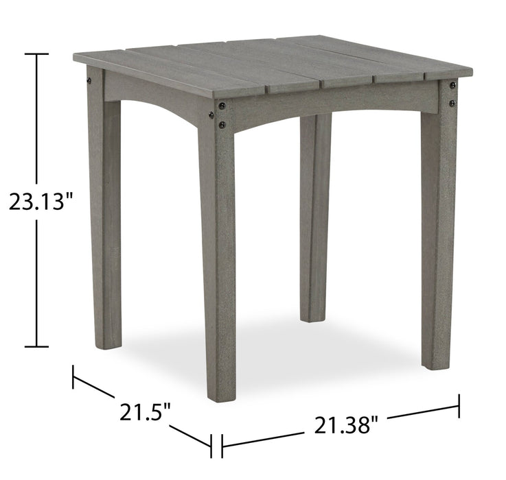 Table de bout Cape pour la terrasse à l’extérieur - 21 po (L), plastique à haute densité, résistante aux rayons UV et aux intempéries - grise