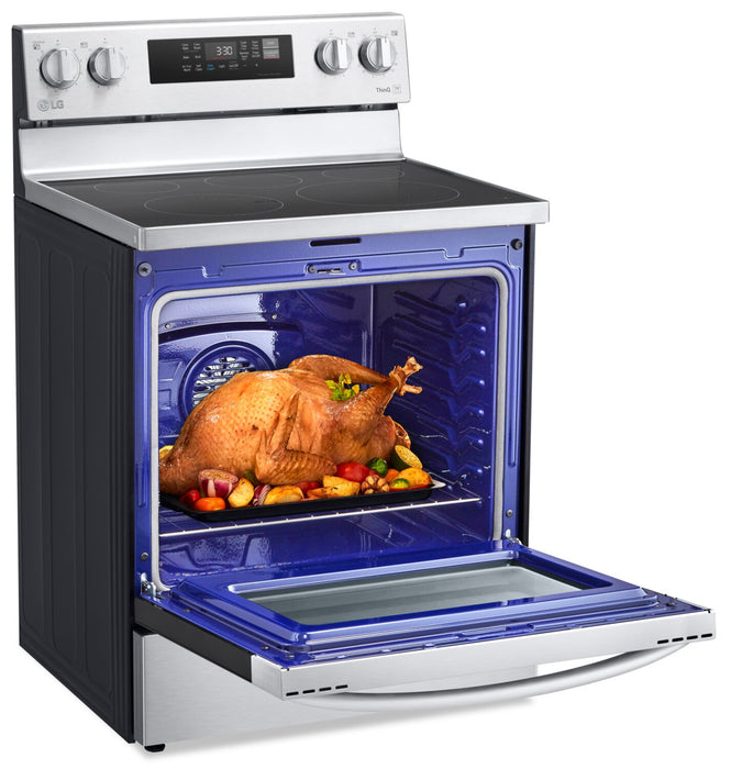 Cuisinière intelligente électrique LG de 6,3 pi³ avec friture à air et convection par ventilateur - acier inoxydable - LREL6323S