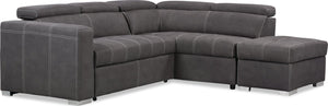 Sofa sectionnel de droite Drake 3 pièces en suédine avec sofa-lit - béton