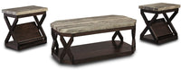 Ensemble 3 tables traditionnelles Radilyn de 48,13 po (table à café et 2 tables de bout) avec tablet
