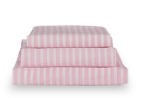  Ensemble de draps Hallie de 3 pièces rayés en coton pour lit simple - rose