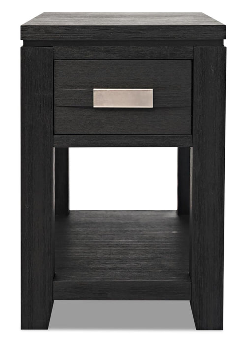 Table de fauteuil rustique Bronx de 16 po avec rangement et tablette - bois anthracite