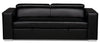 Sofa-lit Drake de 87 po en tissu d’apparence cuir avec lit rétractable, appuie-têtes relevables et capitonnage à boutons - noir