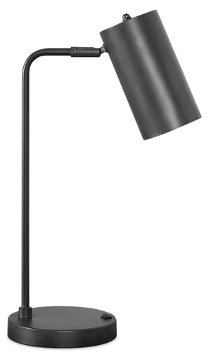 Lampe de table de 18 po en métal avec port USB - grise