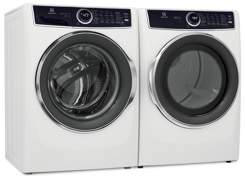 Laveuse à chargement frontal de 5,2 pi³ et sécheuse électrique de 8 pi³ de Electrolux – blanches 