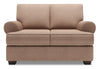 Causeuse personnalisable Roll de Sofa Lab de 64 po fabriquée au Canada en tissu d’apparence lin avec accoudoirs enroulés - brun Pax Wicker