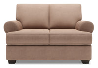  Causeuse Roll de Sofa Lab de 64 po fabriquée au Canada en tissu d’apparence lin avec accoudoirs enroulés - brun Pax Wicker 