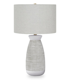 Lampe de table de 27 po en céramique avec abat-jour en lin - grise