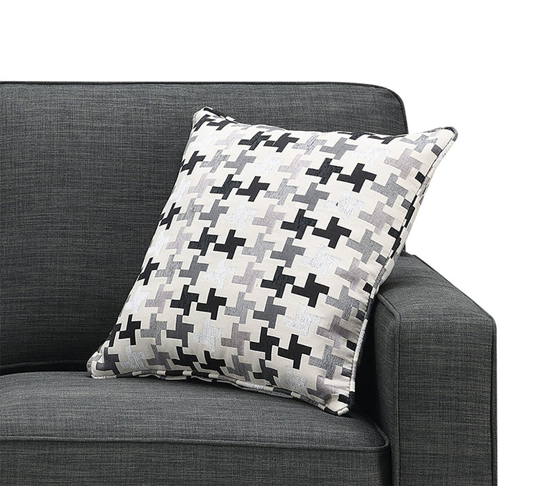 Sofa Sawyer de 83 po fabriqué au Canada en tissu d’apparence lin avec coussins réversibles et coussins décoratifs - gris anthracite
