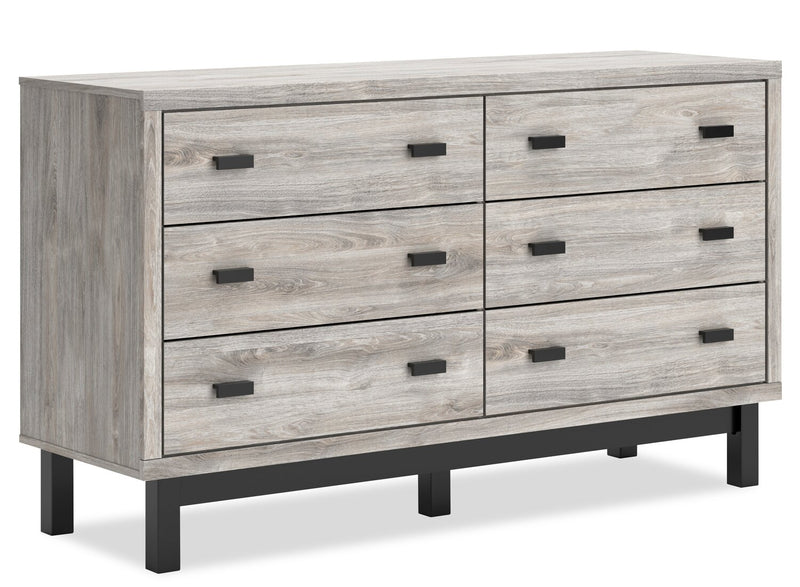 Commode Zen de 62 po (L) x 35,6 po (H) à 6 tiroirs pour la chambre à coucher - grise