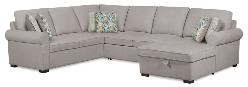 Sofa-lit sectionnel de droite Haven de Scott Living 3 pièces en tissu de chenille avec fauteuil long de rangement - gris