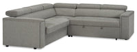  Sofa-lit sectionnel de droite Savvy 2 pièces en tissu d’apparence lin avec appuie-têtes réglables - gris