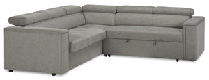 Sofa-lit sectionnel de droite Savvy 2 pièces en tissu d'apparence lin