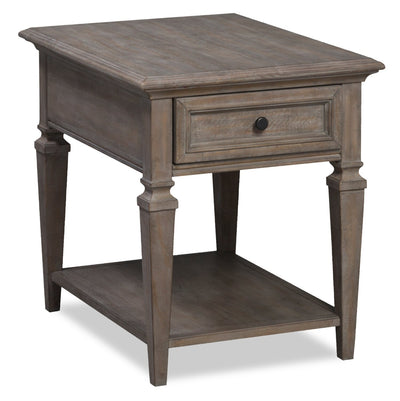 Lancaster 20" Traditional End Table with Storage and Shelf - Grey and Bronze Pine|Table de bout traditionnelle Lancaster de 20 po avec rangement et tablette - grise et pin bronze