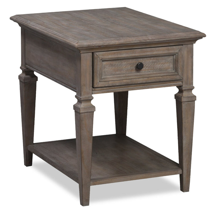 Table de bout traditionnelle Lancaster de 20 po avec rangement et tablette - grise et pin bronze
