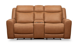 Causeuse à inclinaison électrique Prescott de Scott Living de 79 po en cuir véritable avec appuie-têtes électriques - brun courge musquée