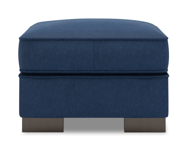 Pouf personnalisable Track de Sofa Lab de 24 po fabriqué au Canada en tissu d’apparence lin - bleu Pax Navy