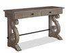 Table de salon traditionnelle Tinley Park de 50 po avec rangement - pin gris-brun avec base à volutes