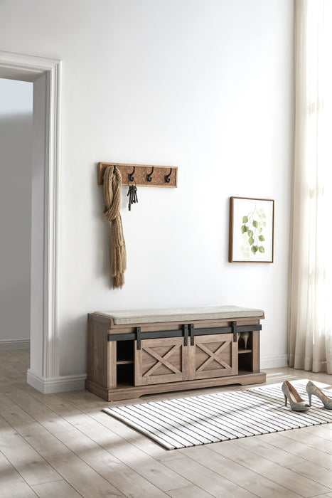 Banc Gavin de 47,25 po avec rangement pour chaussures - noisette