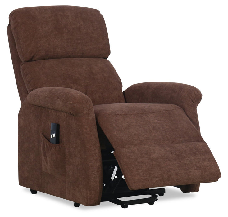 Fauteuil basculeur à inclinaison électrique Ruben de 32 po en tissu de chenille - brun chocolat